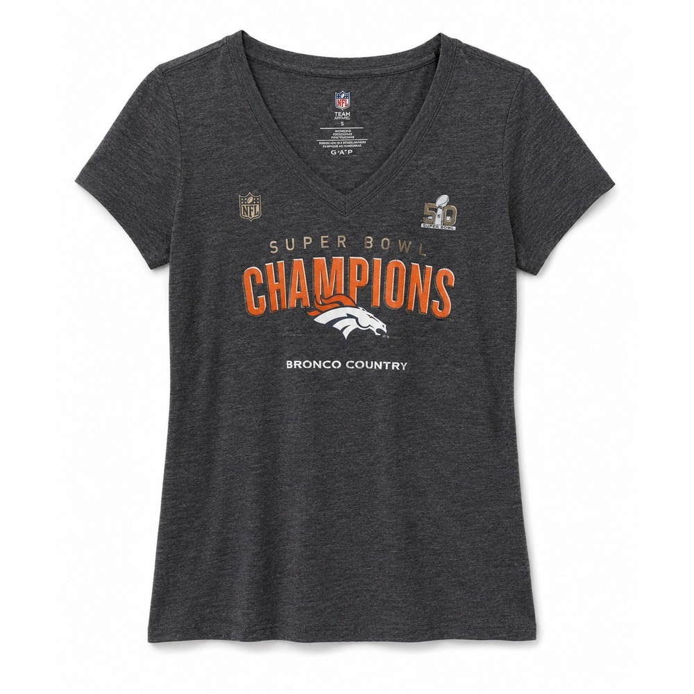 Denver Broncos Super Bowl 50 Champions Shirt NFL Pro Line Women's V Neck Medium
